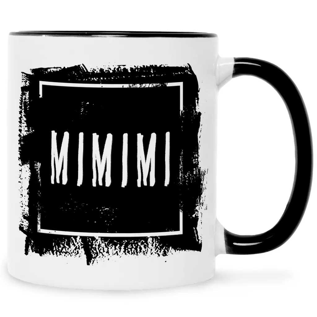 Bedruckte Tasse mit Spruch MIMIMI : Schwarz & Weiß